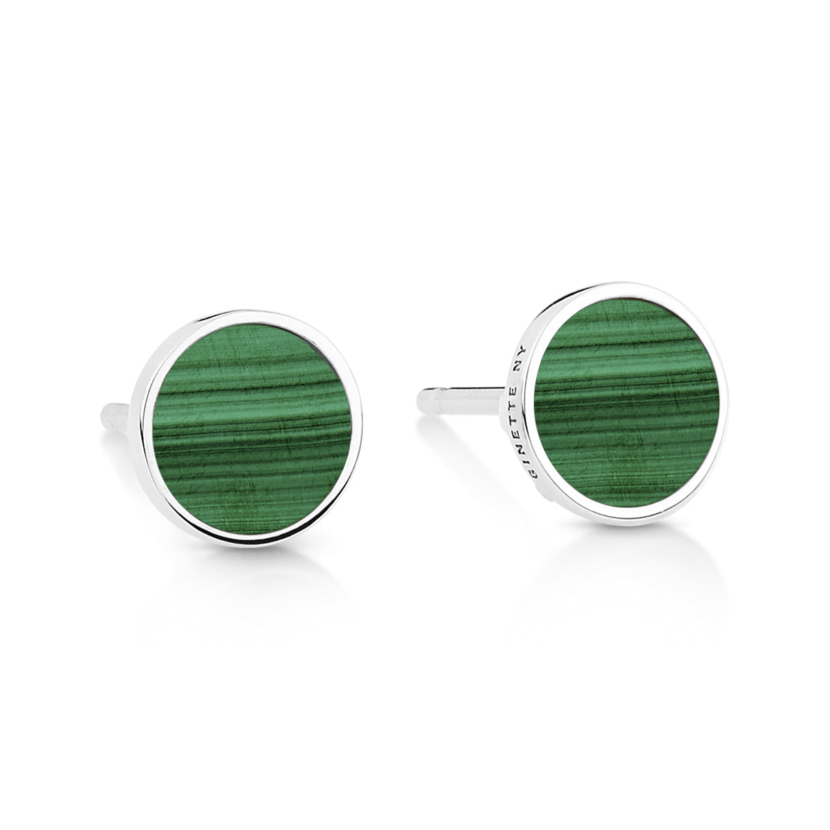 Ever Malachite White Gold Disc Studs | 18K White Gold