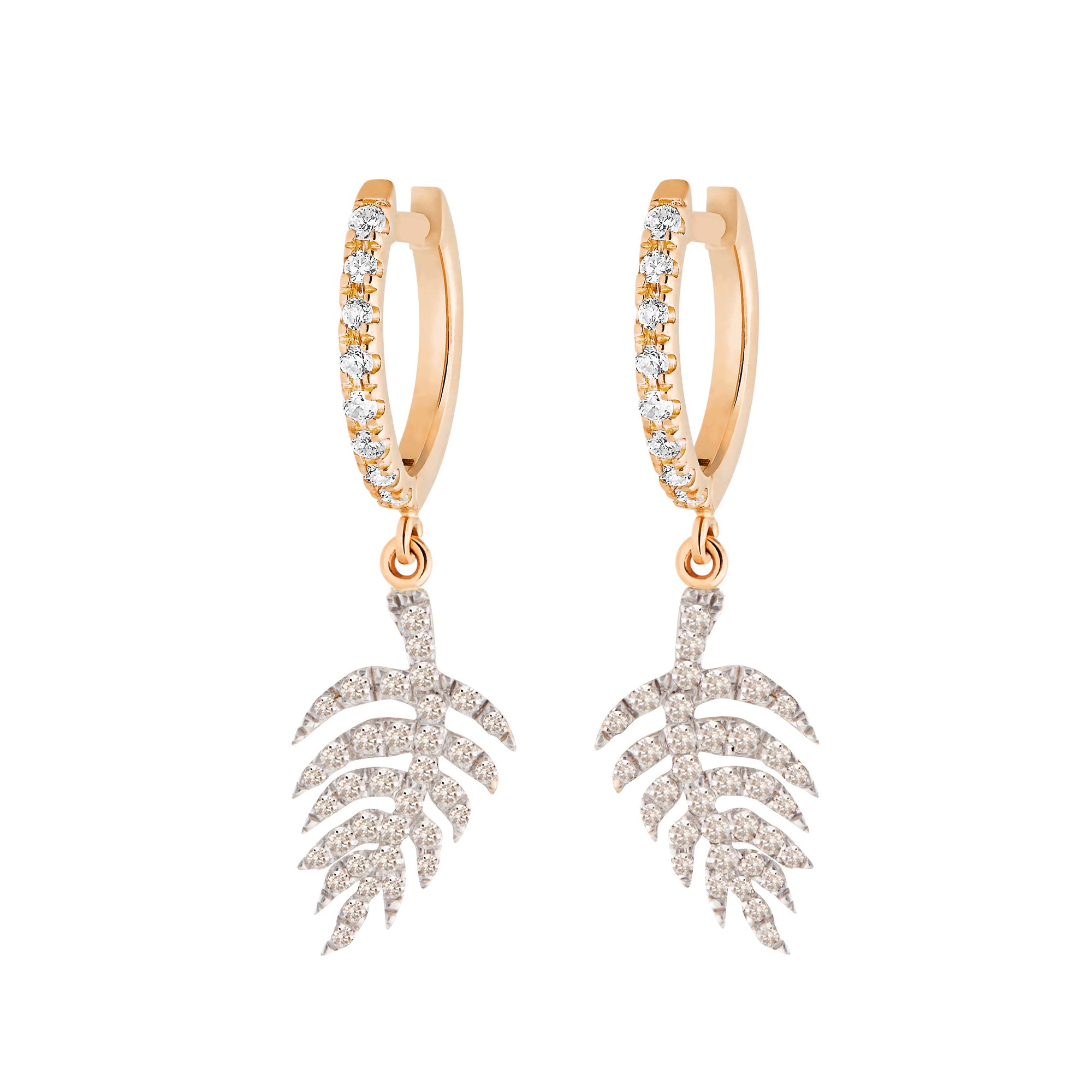 Diamond Palms Hoops | 18K Rose Gold