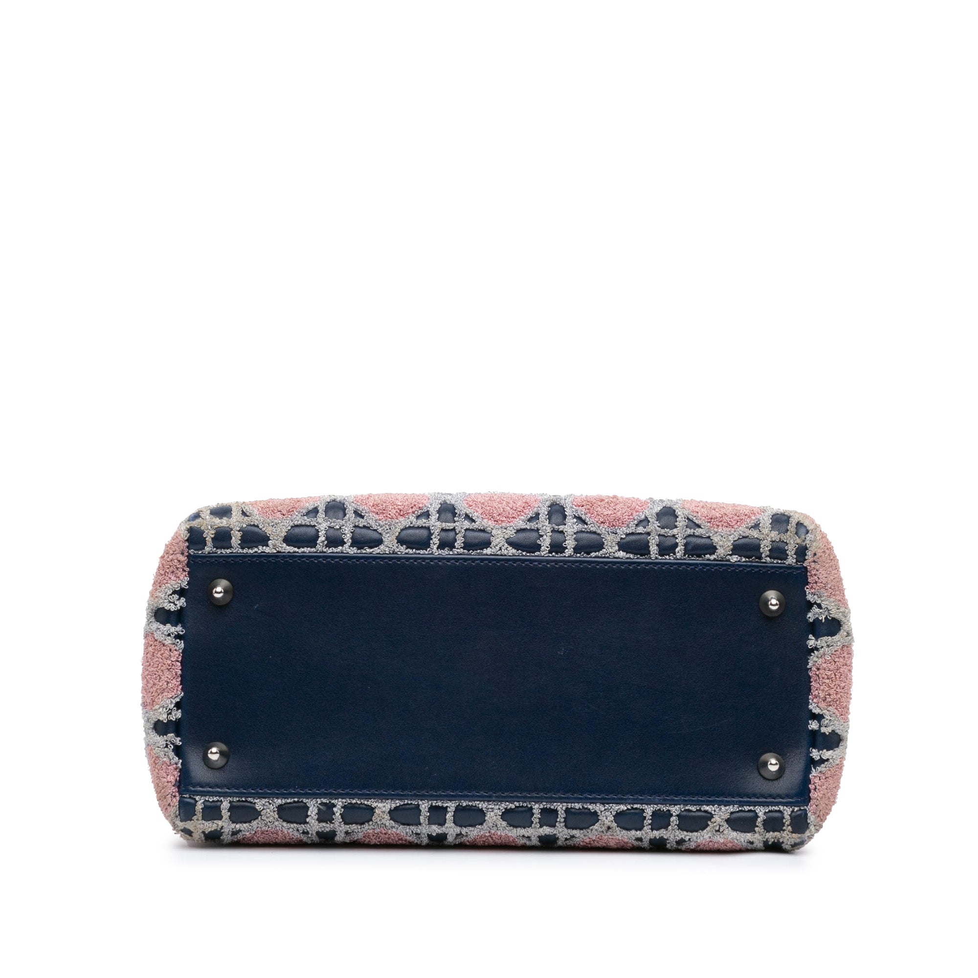 Dior | Pre-Owned Medium Lambskin And Tweed Cannage Lady | Blue/Navy