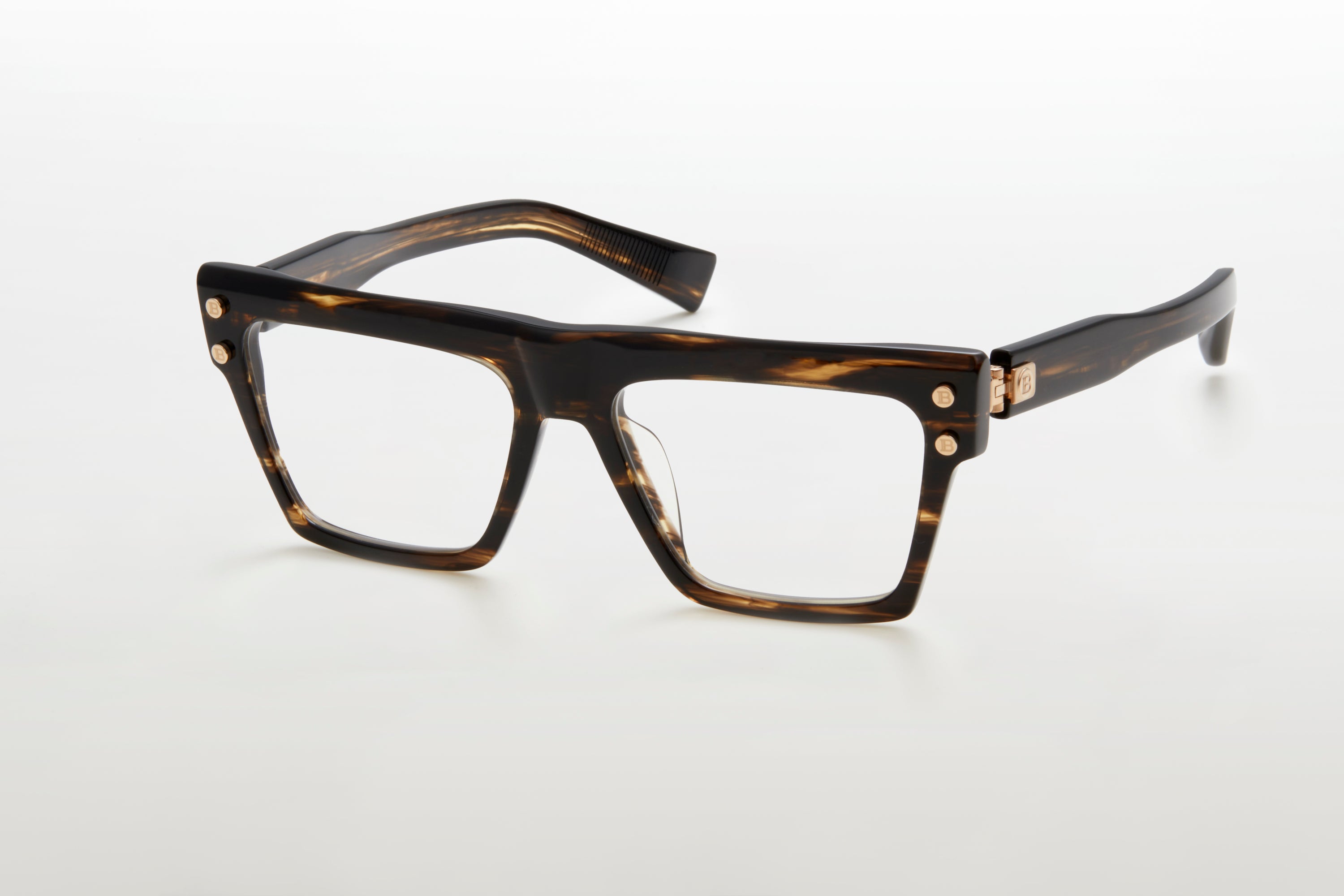 Unisex | B - V Optical | Dark Brown Swirl - White Gold | Clear