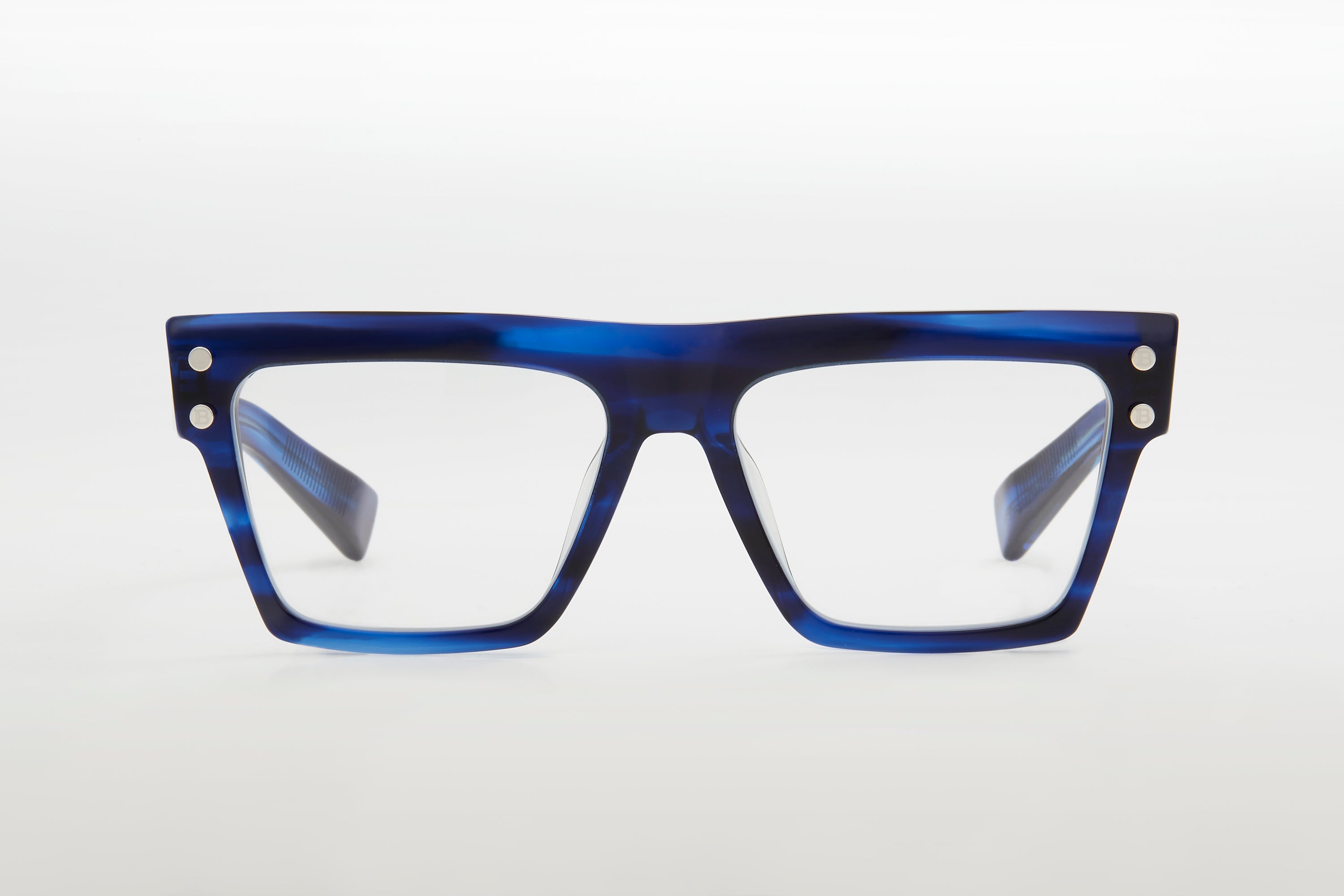 Unisex | B - V Optical | Blue Swirl - Silver | Clear
