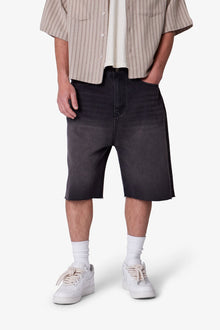 Baggy Cut Off Denim Shorts | Washed Black