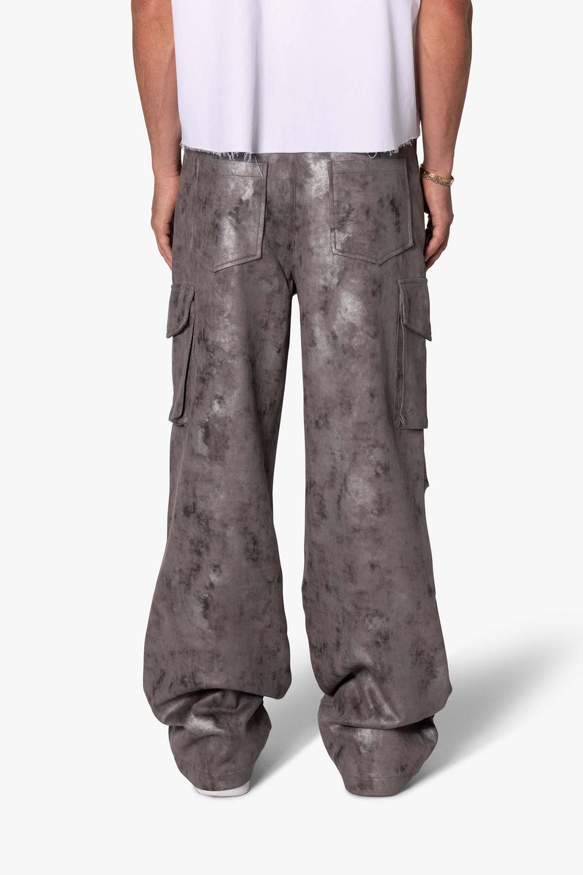 Baggy Dual Tone Sueded Cargo Pants | Grey