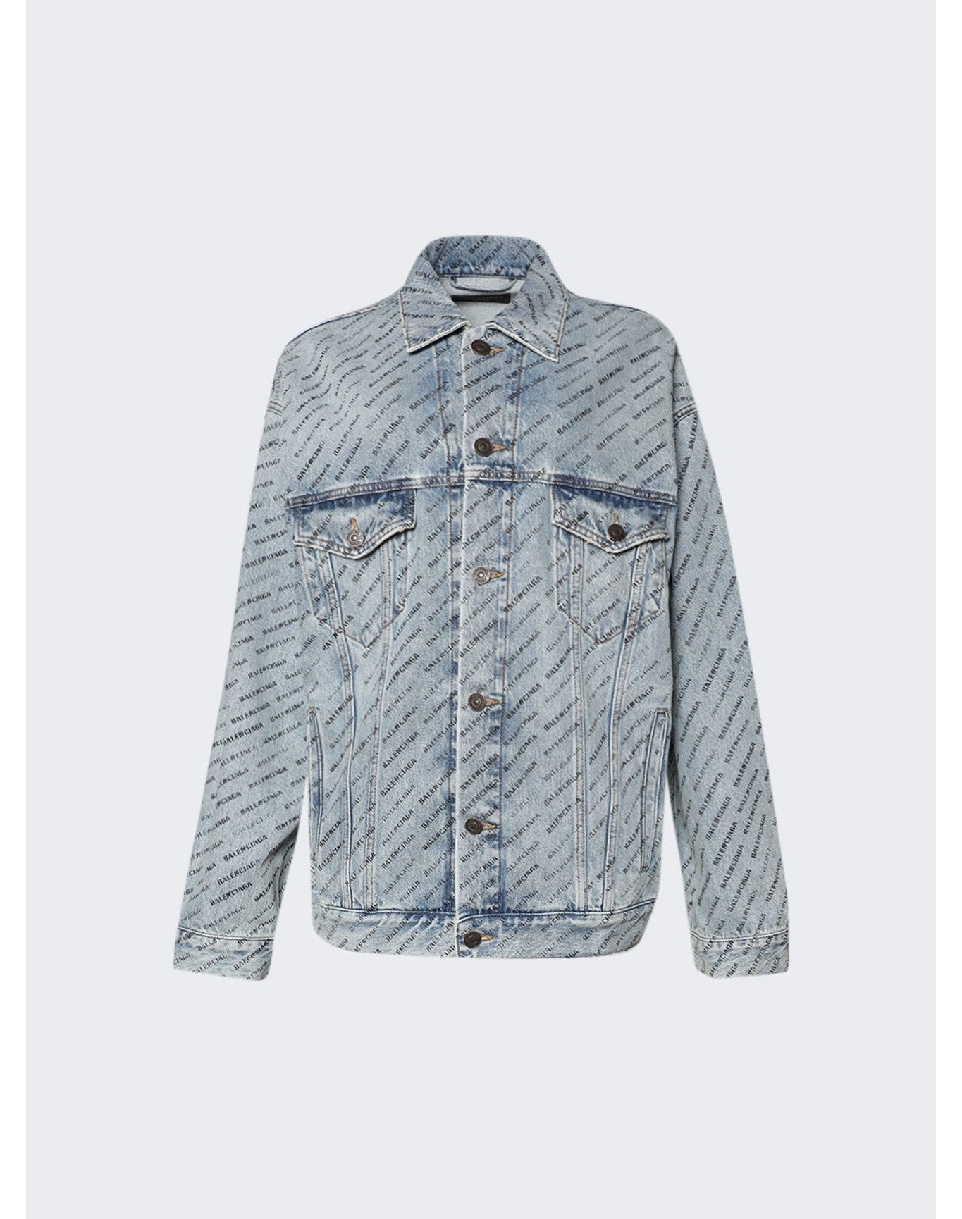 Balenciaga | Women | Logo Design Large Fit Denim Jacket | Iced Blue