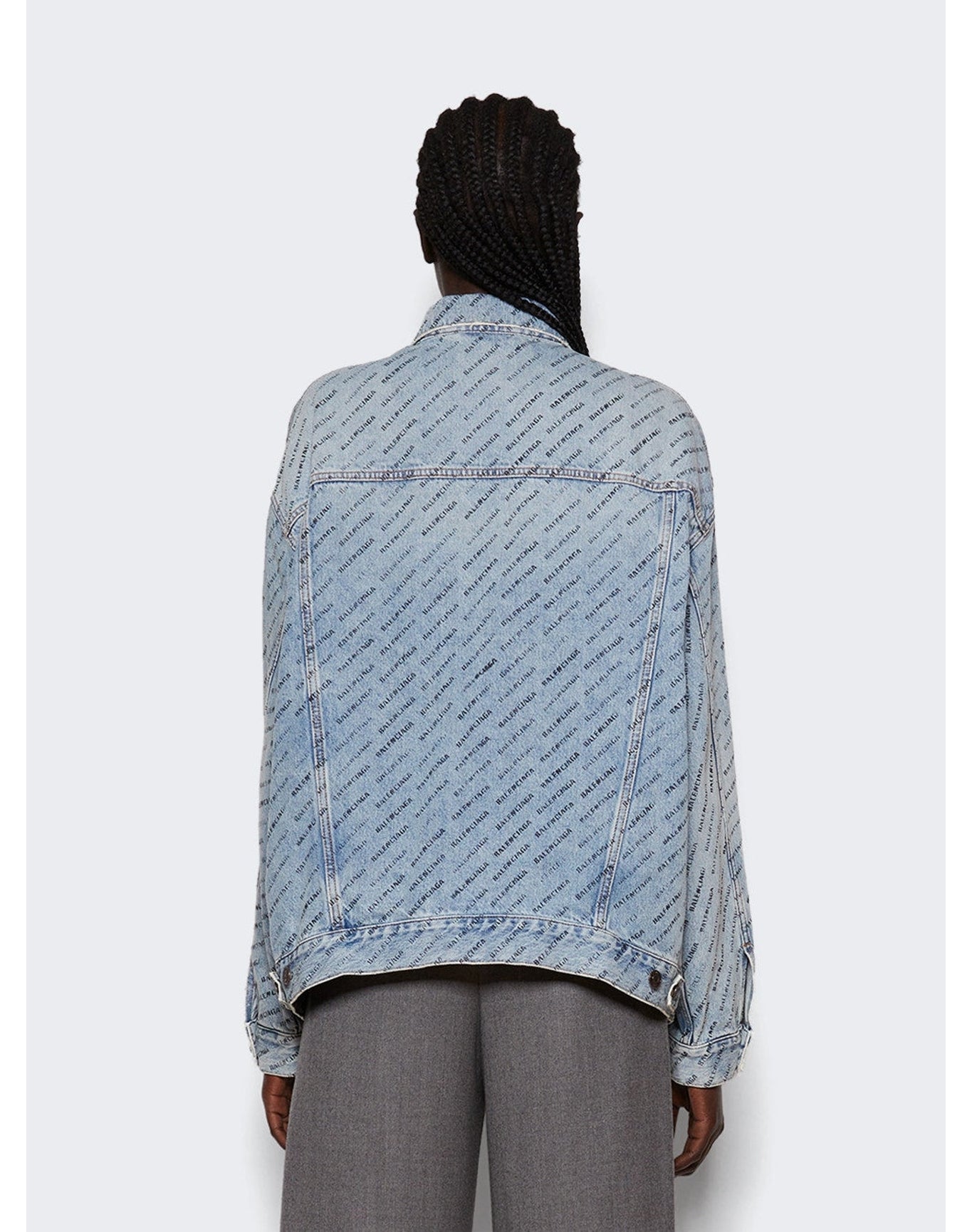 Balenciaga | Women | Logo Design Large Fit Denim Jacket | Iced Blue
