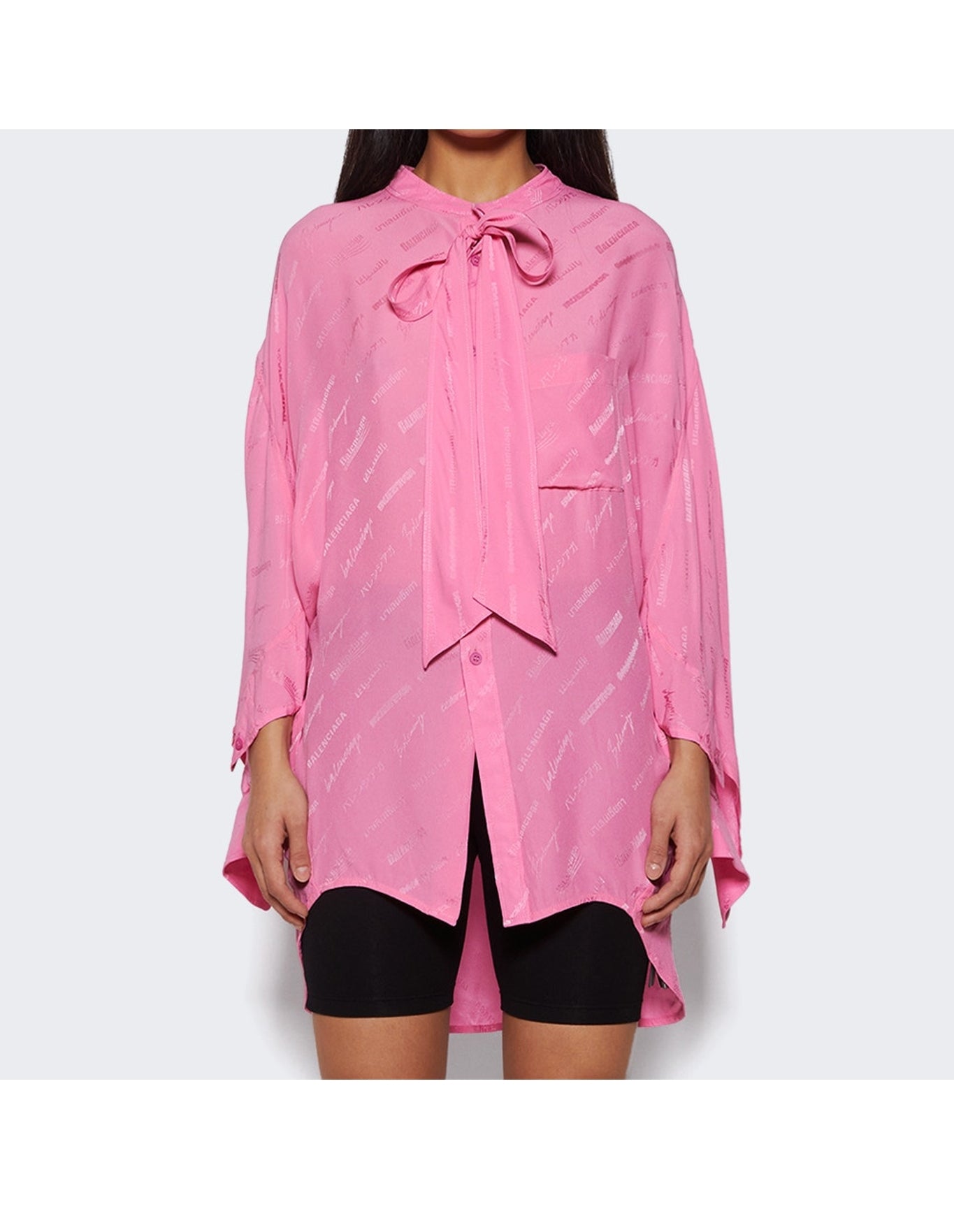 Balenciaga | Women | Logomania Allover Jacquard Shirt | Pink
