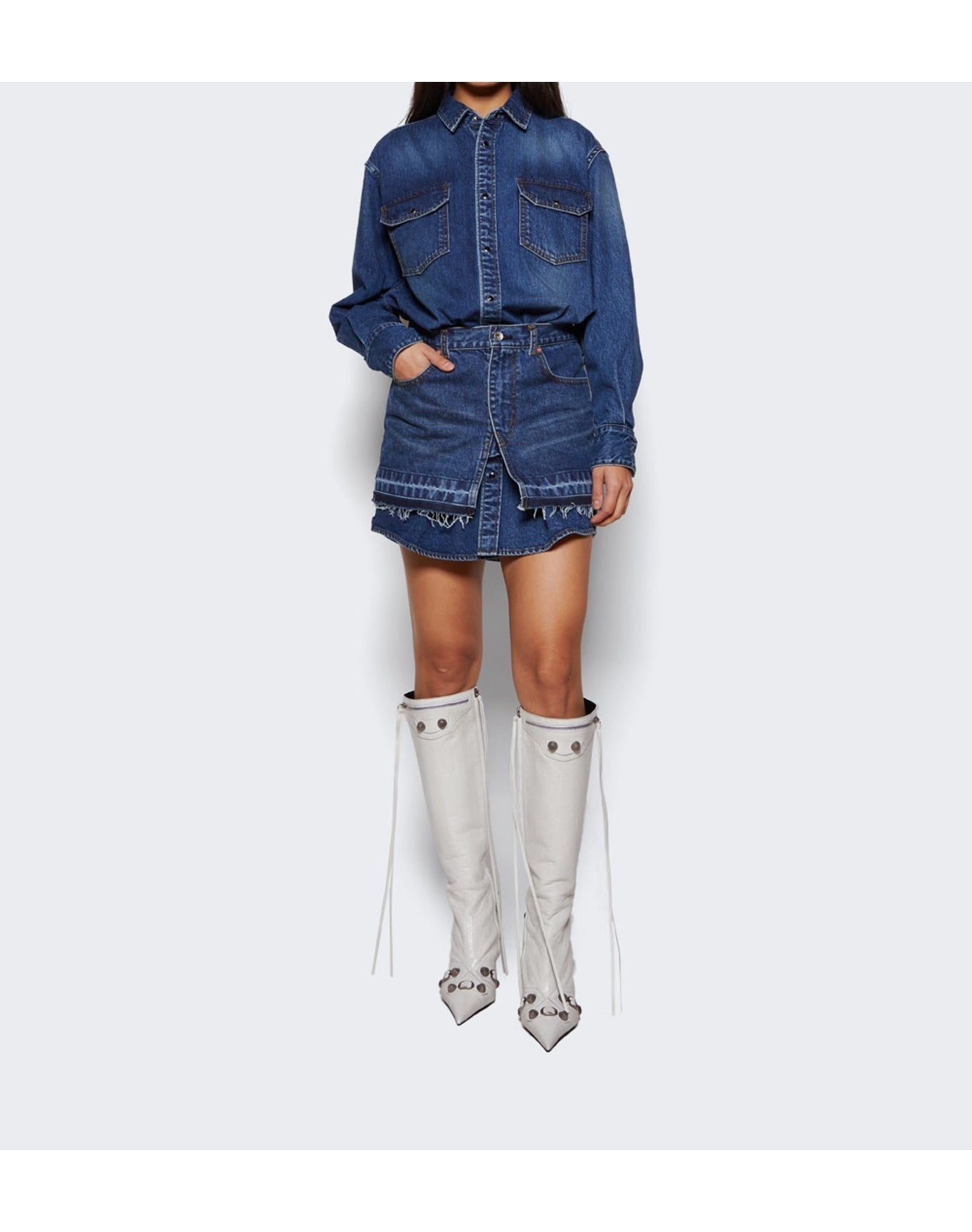 Balenciaga | Women | Tall Cagole High Heel Boot | Dirty Optical White