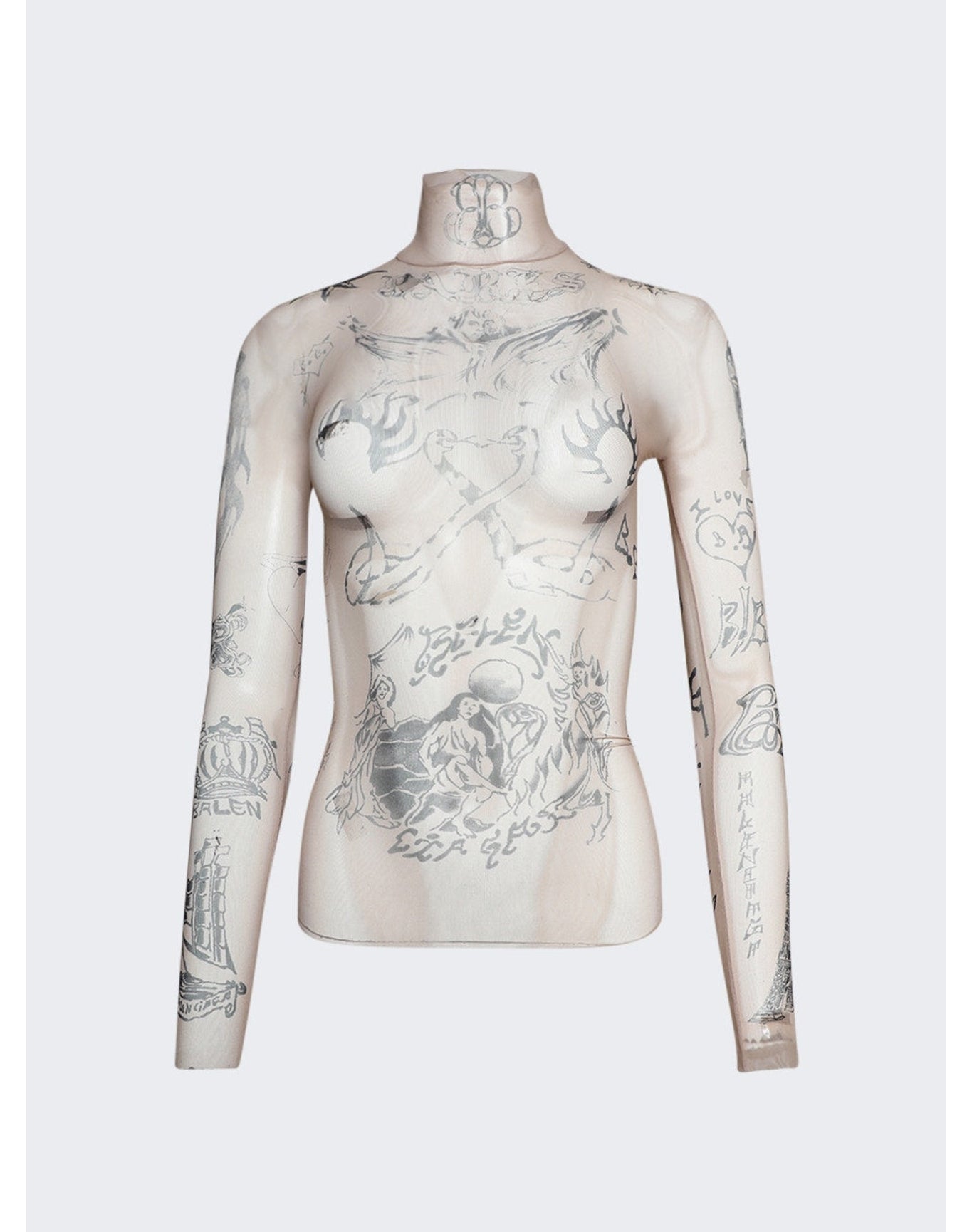 Balenciaga | Women | Tat Long Sleeve Top | Light Beige