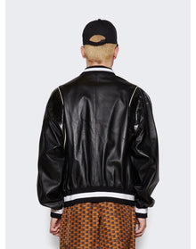 Bally | Men | Letterman Leather Jacket | Black