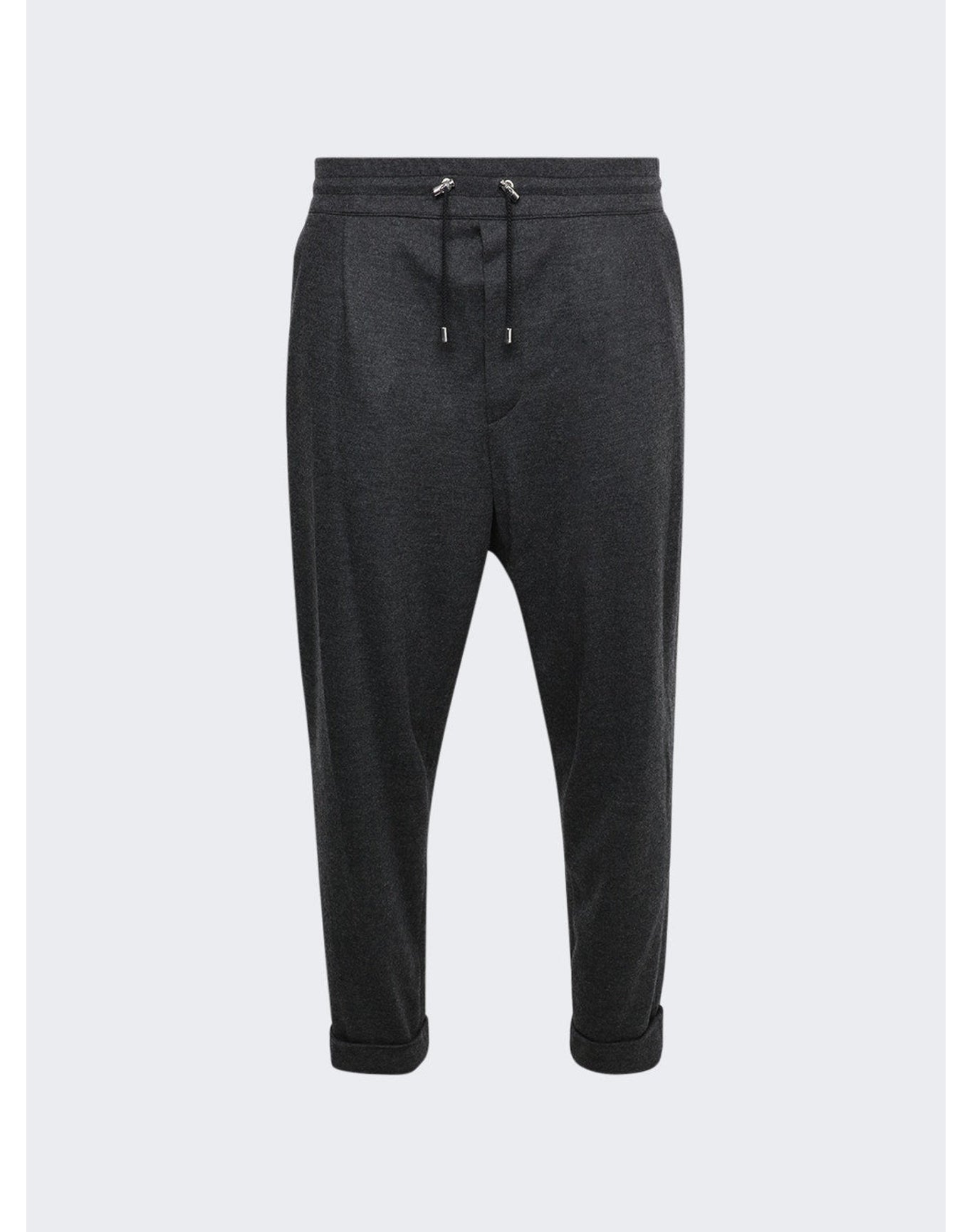 Balmain | Men | Drawstring Flannel Pants | Dark Grey