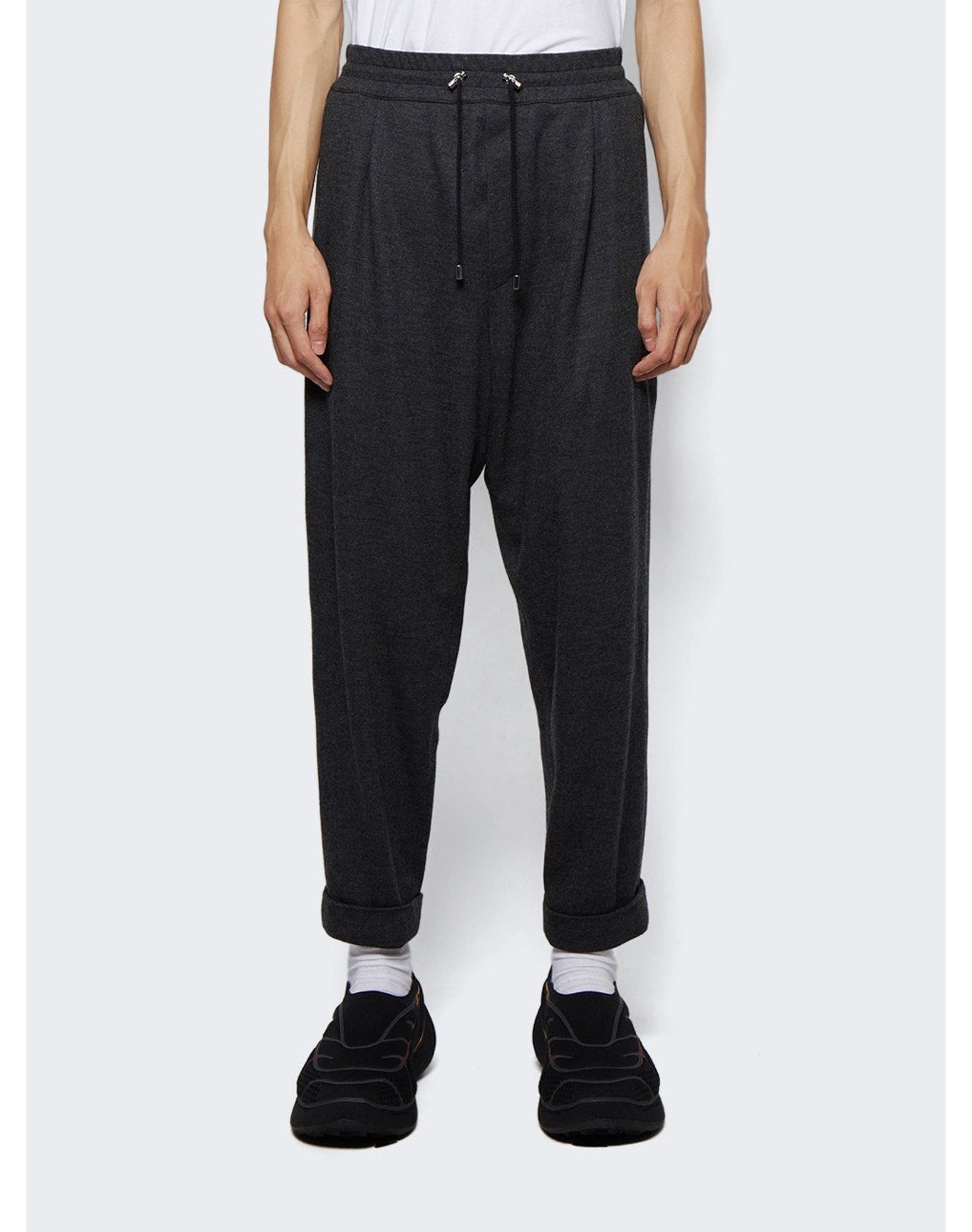 Balmain | Men | Drawstring Flannel Pants | Dark Grey