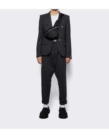 Balmain | Men | Drawstring Flannel Pants | Dark Grey