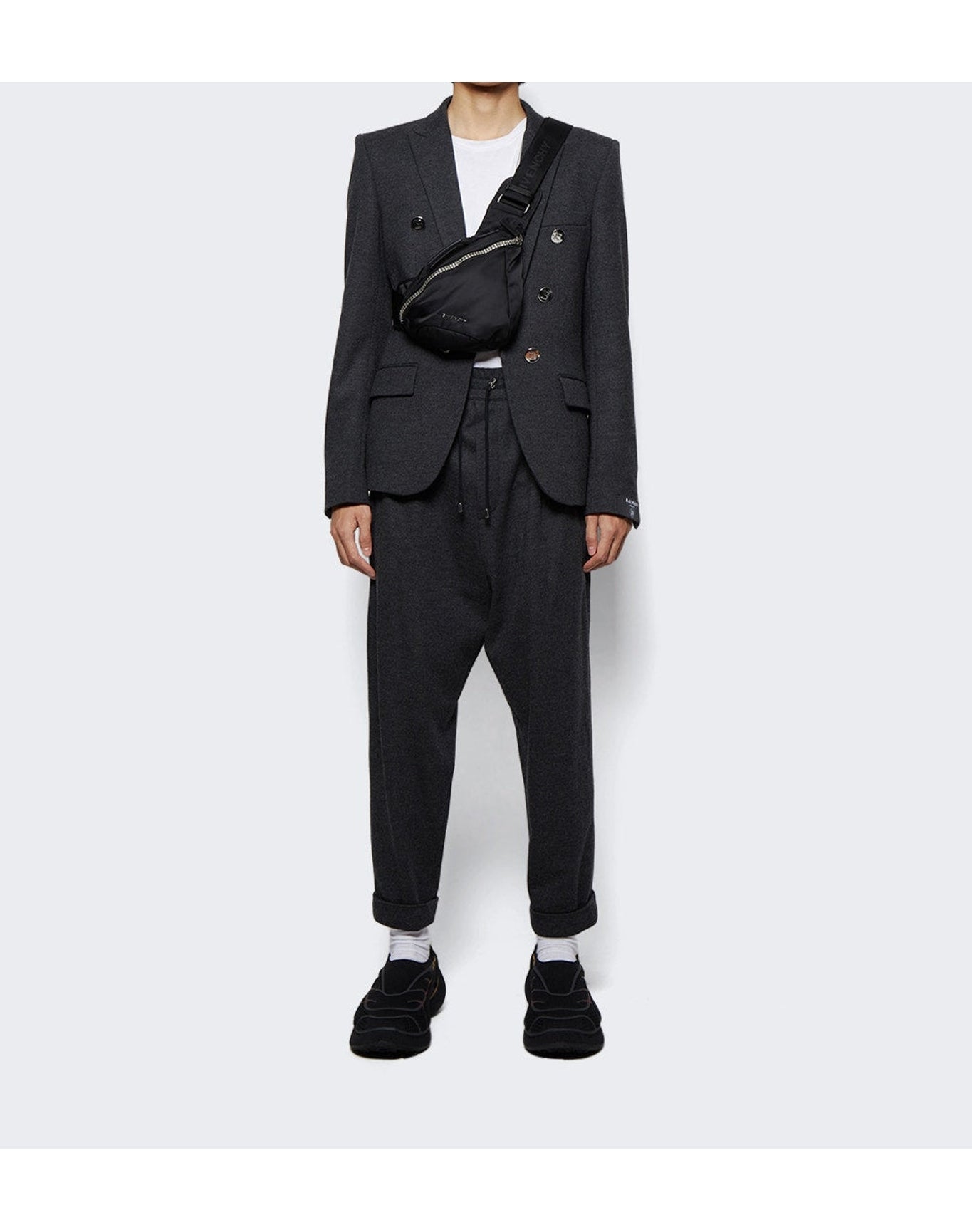Balmain | Men | Drawstring Flannel Pants | Dark Grey