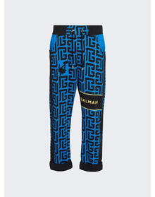 Balmain | Men | Monogram Printed Sweatpants | Blue