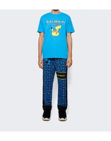 Balmain | Men | Monogram Printed Sweatpants | Blue