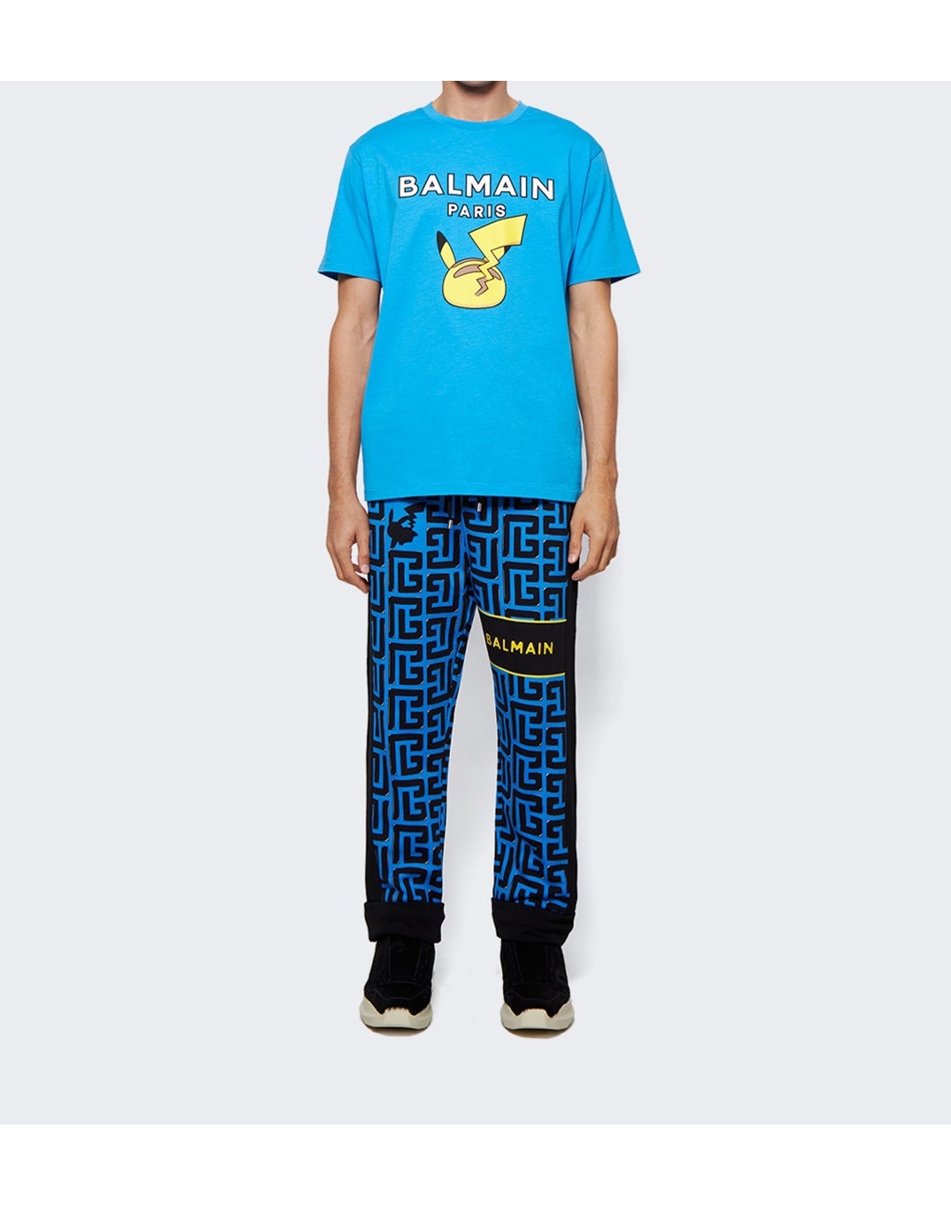 Balmain | Men | Monogram Printed Sweatpants | Blue