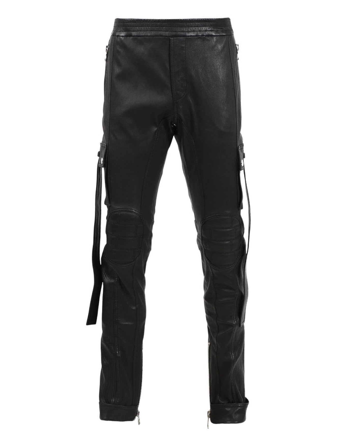 Balmain | Men | Strapped Leather Cargo Pants | Black