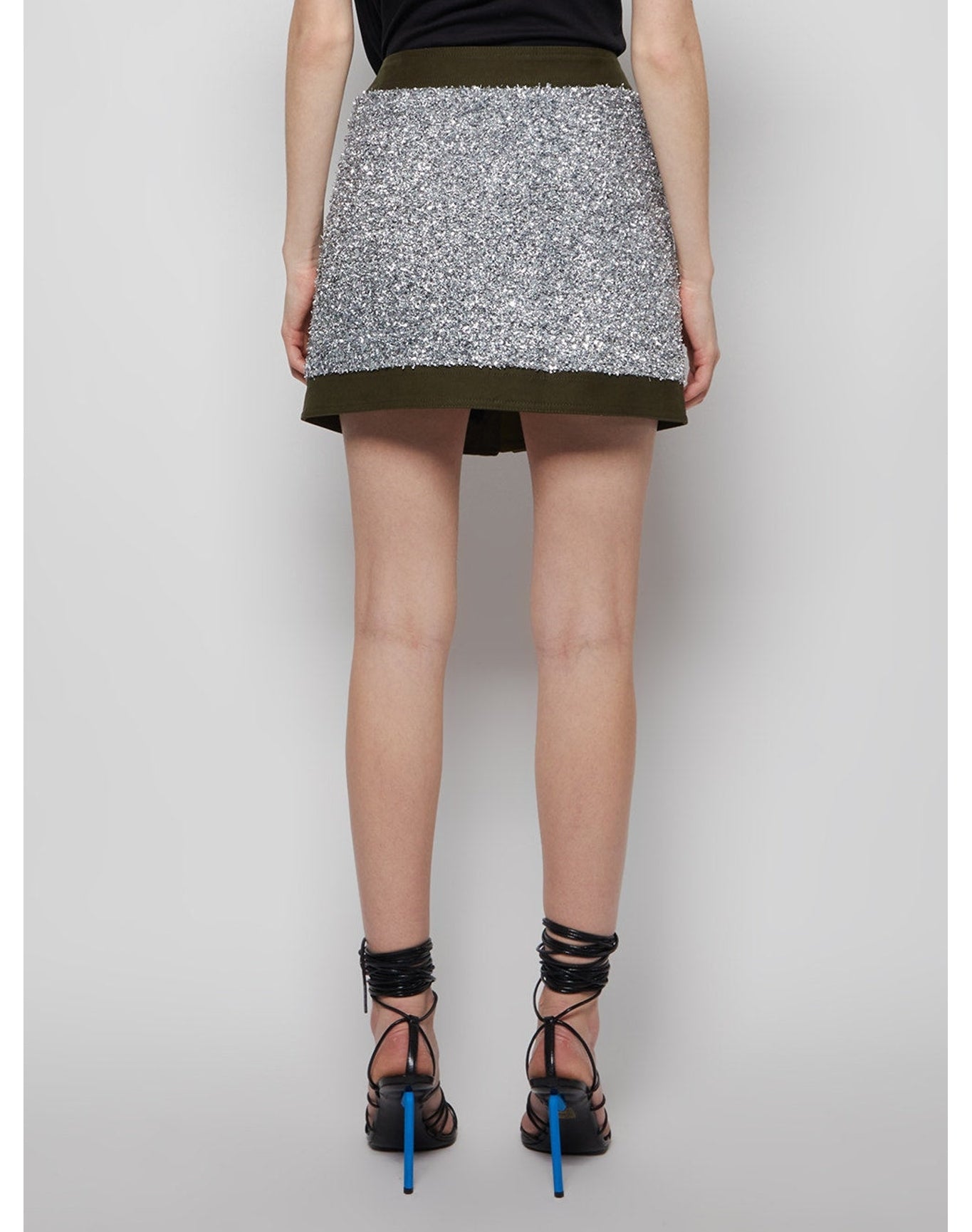Balmain | Women | Low-rise Tweed Canvas Mini Skirt | Silver x Black