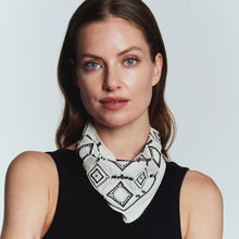 Black and White Beaded and Embroidered Bandana Styled on Model