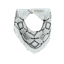 Black and White Beaded and Embroidered Bandana on Flat White Background