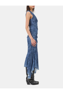 Blue Mesh Ruched Dress | Denim