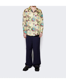 Bluemarble | Men | Printed Silk Twill Shirt | Yellow Multicolor