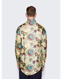 Bluemarble | Men | Printed Silk Twill Shirt | Yellow Multicolor