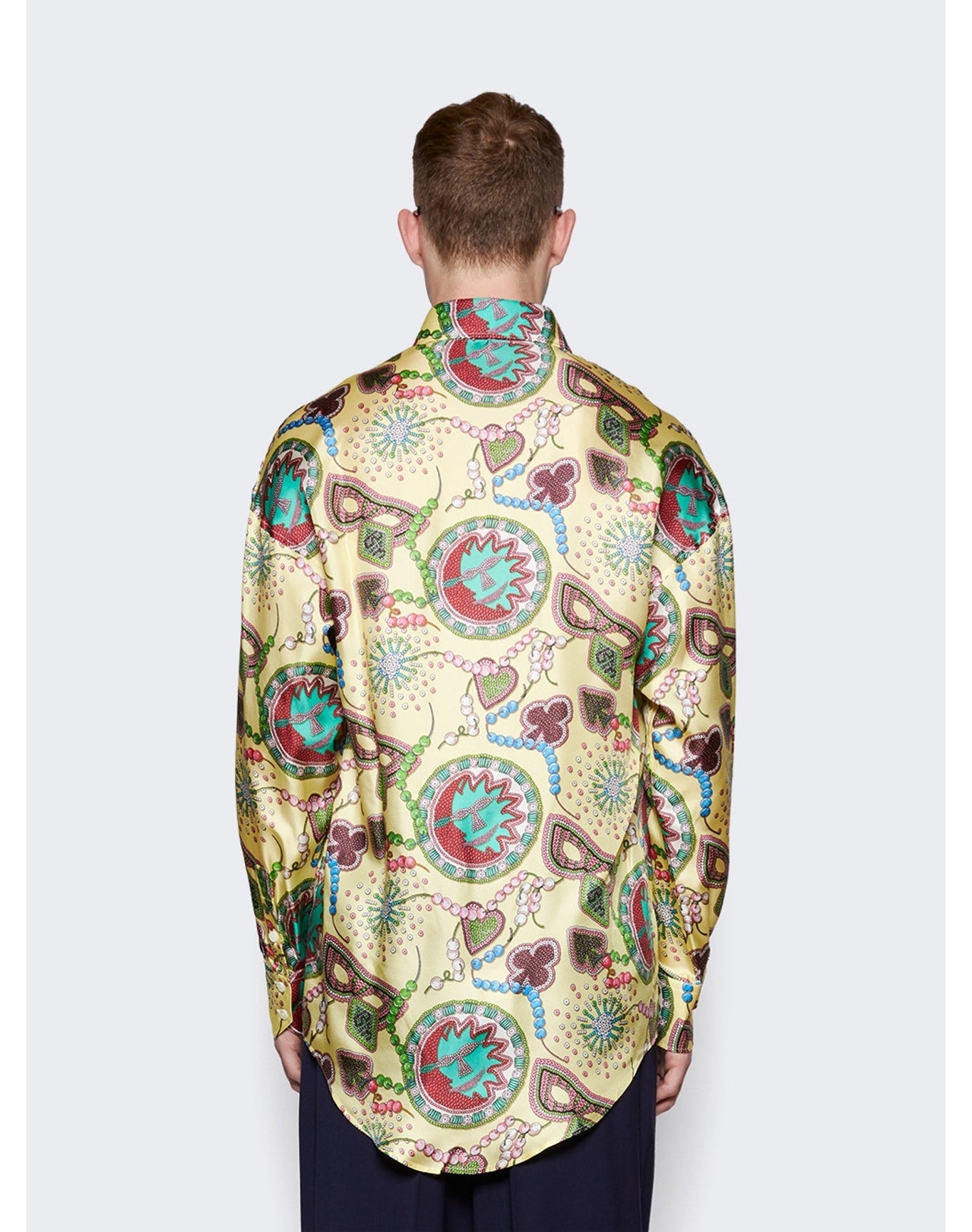 Bluemarble | Men | Printed Silk Twill Shirt | Yellow Multicolor