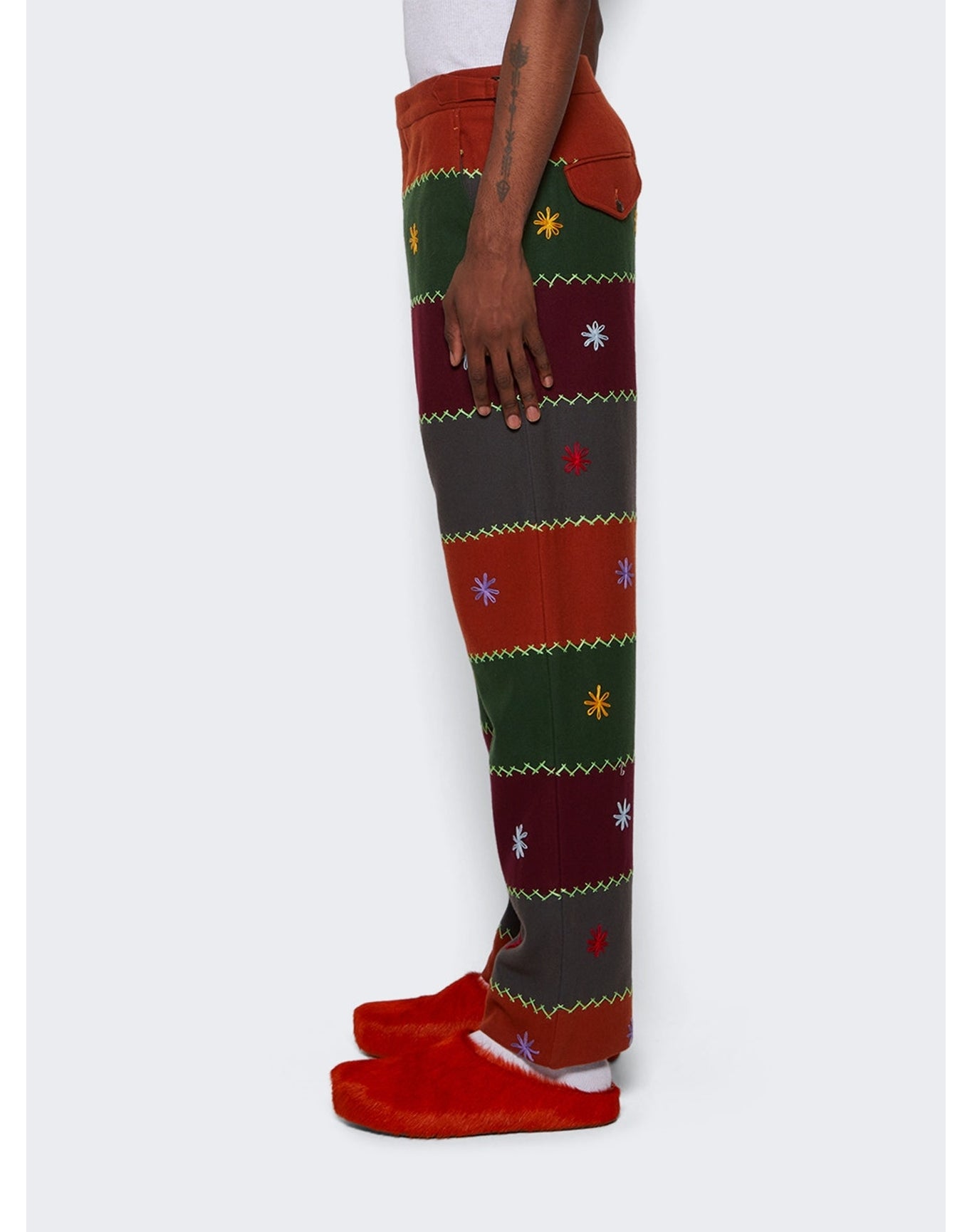 Bode | Men | Embroidered Autumn Quilt Trousers | Multicolor