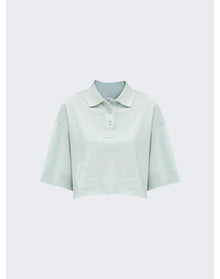 Bottega Veneta | Women | Cropped Piquet Polo | Light Cyan