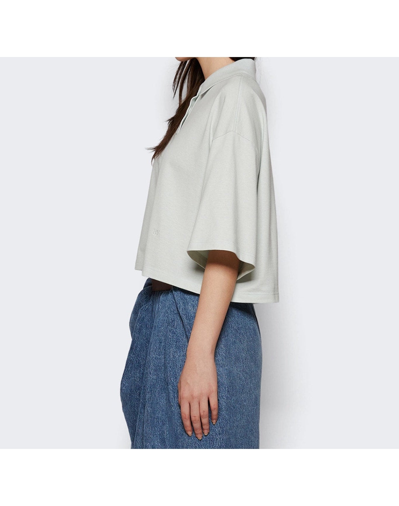 Bottega Veneta | Women | Cropped Piquet Polo | Light Cyan