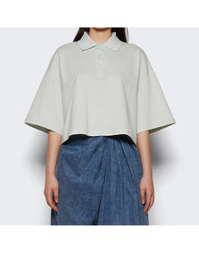 Bottega Veneta | Women | Cropped Piquet Polo | Light Cyan