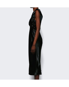 Bottega Veneta | Women | Washed Fluid Shine Midi Dress | Black