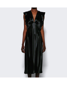 Bottega Veneta | Women | Washed Fluid Shine Midi Dress | Black