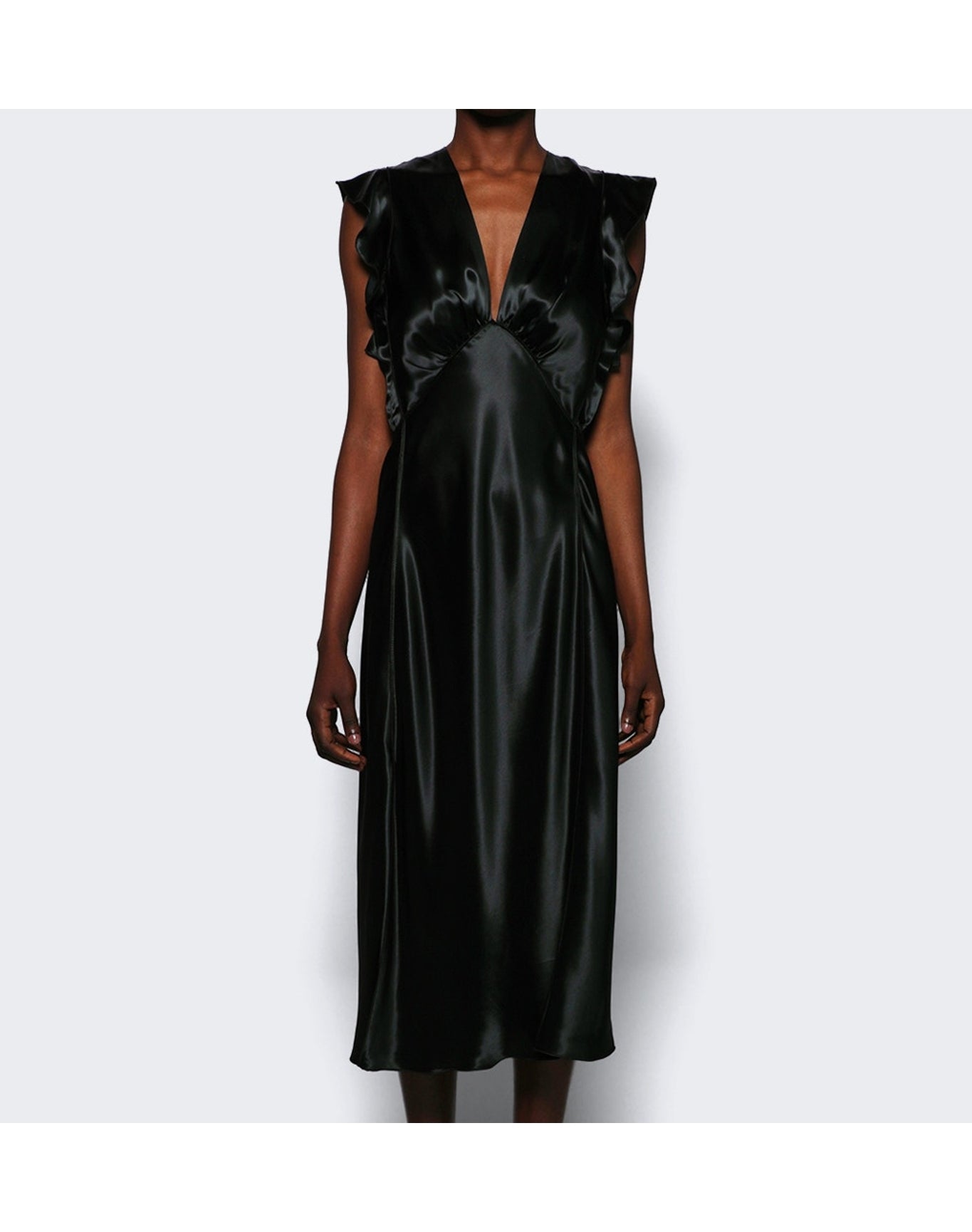 Bottega Veneta | Women | Washed Fluid Shine Midi Dress | Black