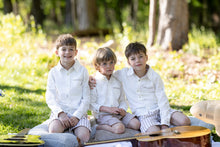 Boy | Ashton Linen Top and Shorts Set | White x Beige