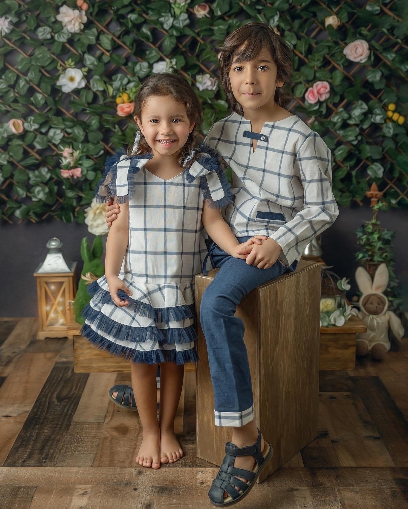 Boy | Checkered Linen Top and Pants Set