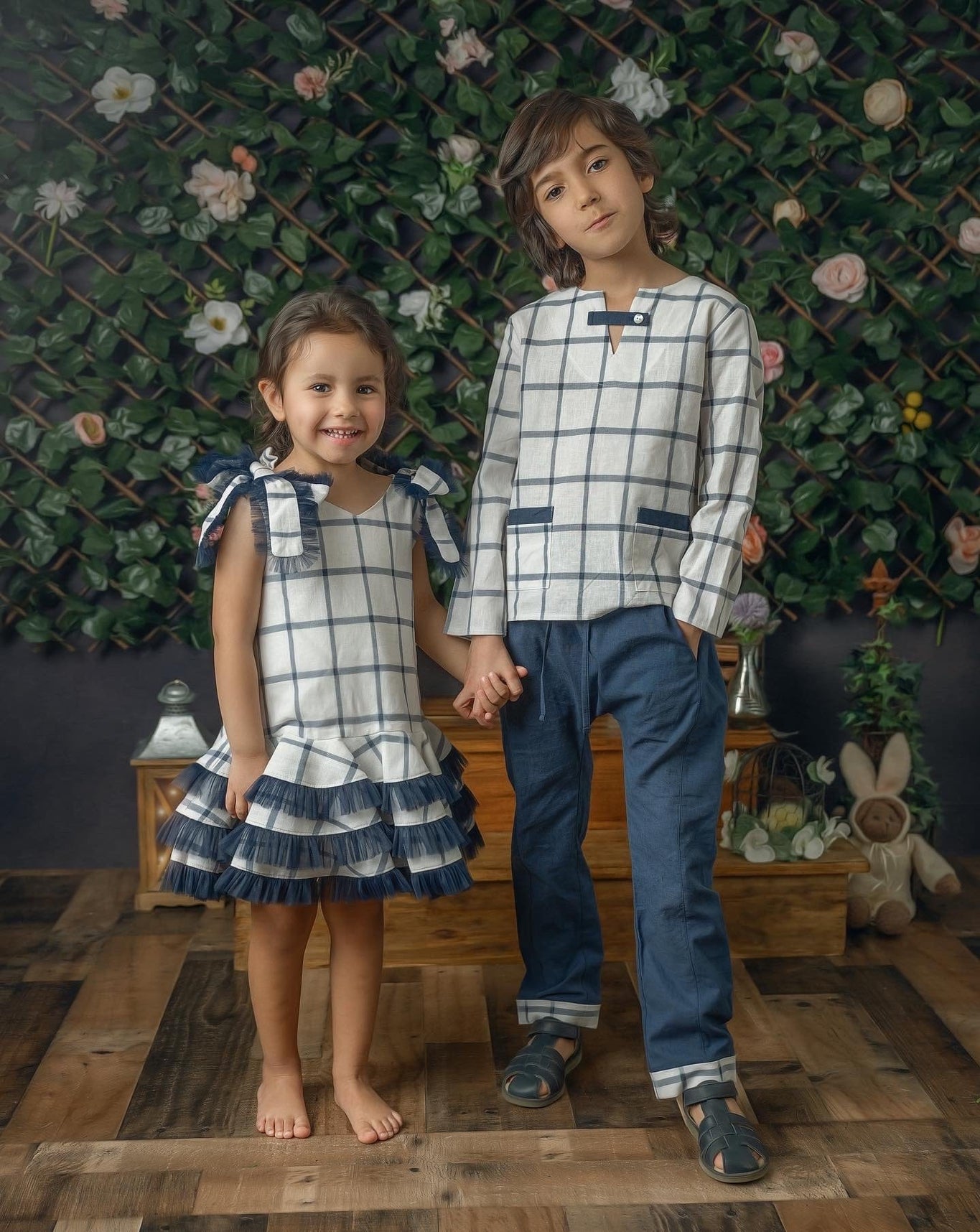 Boy | Checkered Linen Top and Pants Set