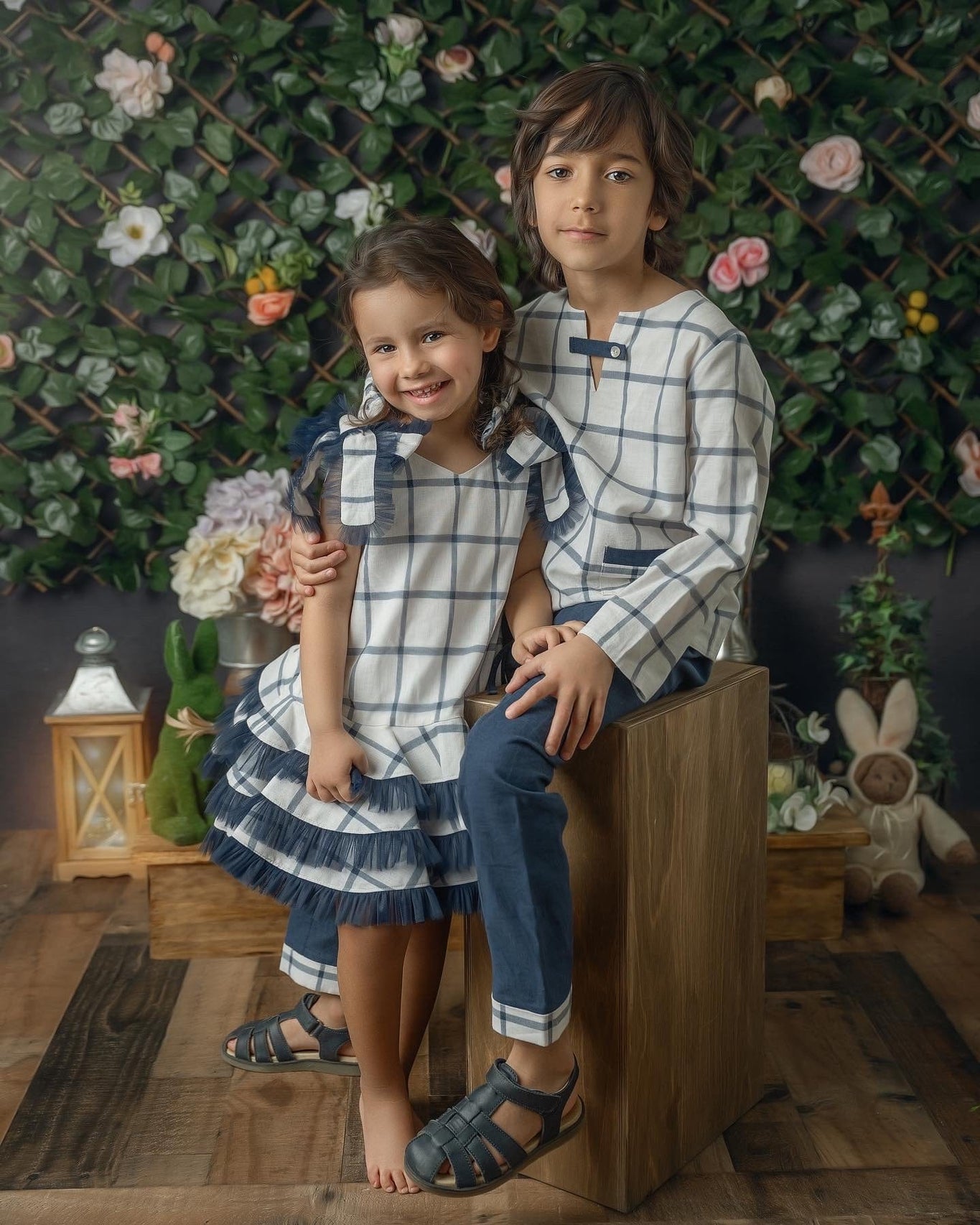 Boy | Checkered Linen Top and Pants Set