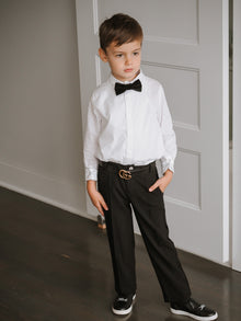 Boy | Tuxedo Shirt and Pants Set | White x Black