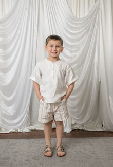 Boy | White Linen Mandarin Collar Top