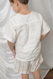 Boy | White Linen Mandarin Collar Top