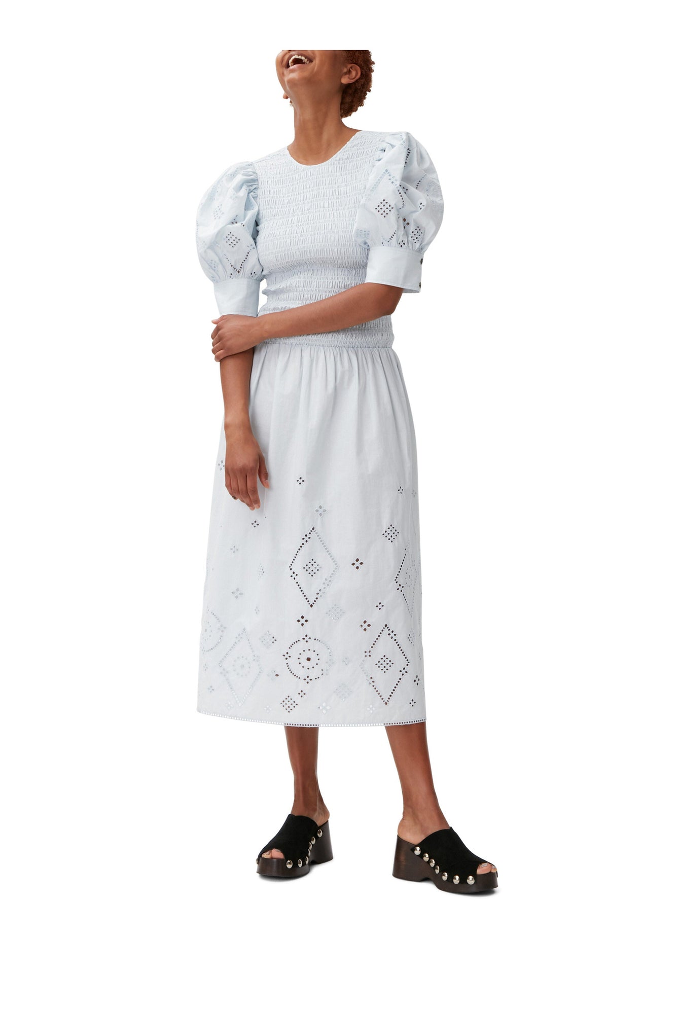 Broderie Anglaise Midi Dress | Illusion Blue