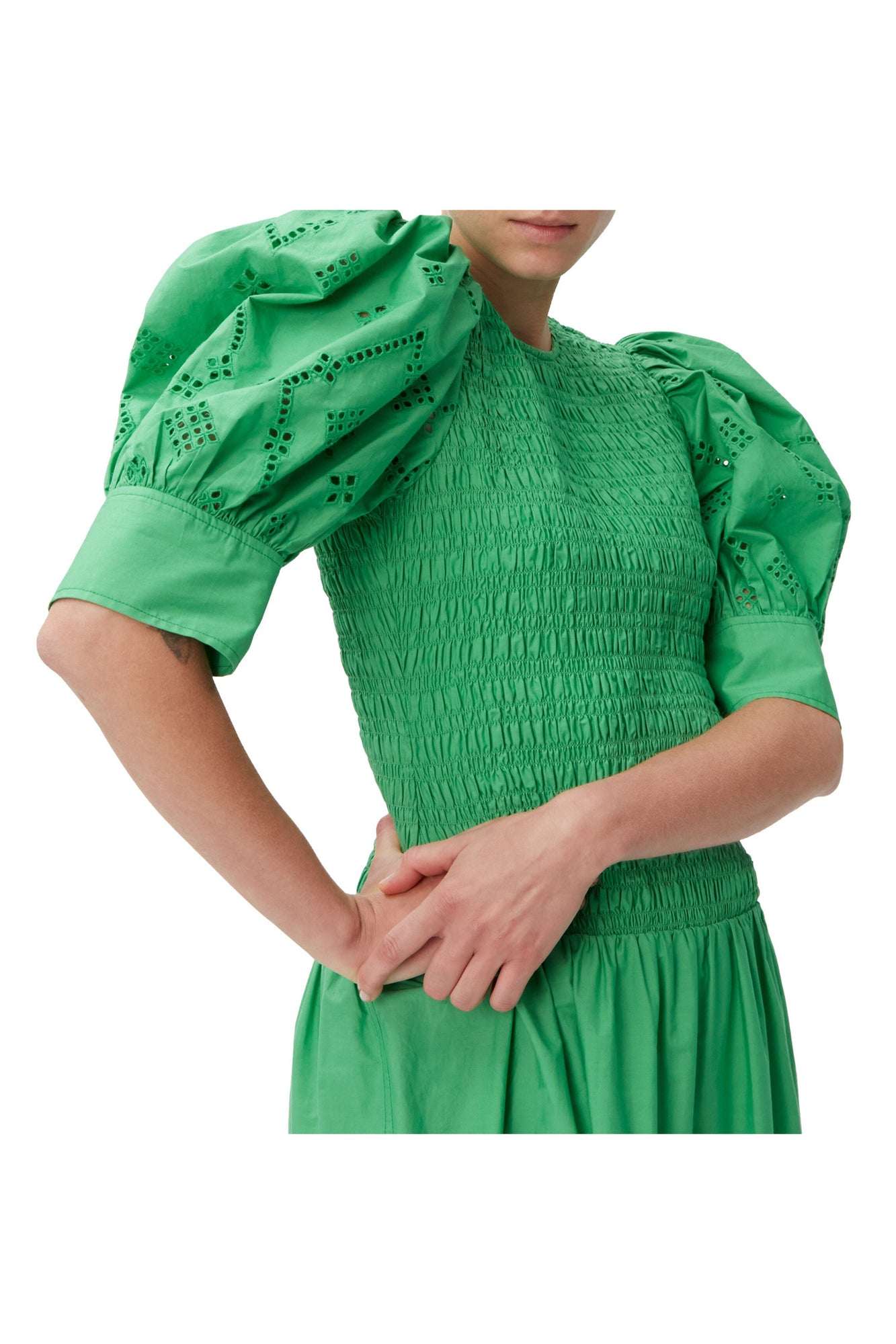 Broderie Anglaise Midi Dress | Kelly Green
