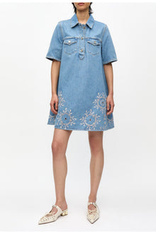 Broderie Anglaise Mini Dress | Light Blue Stone