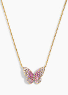 Brielle Butterfly Necklace | Ombre Pink Crystals | 14K Gold Plated