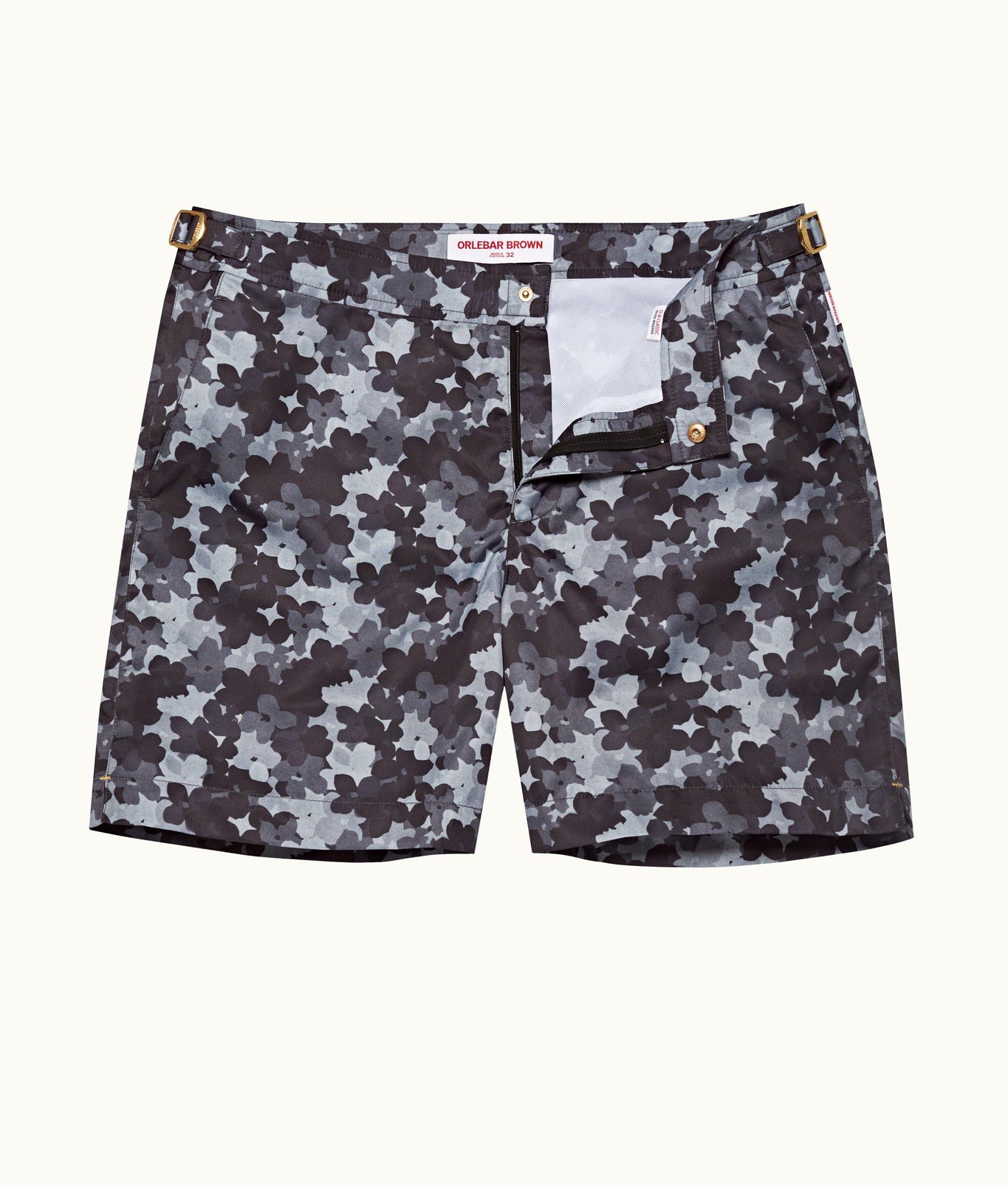 Bulldog Blossom Print Mid-Length Swim Shorts | Piranha Grey