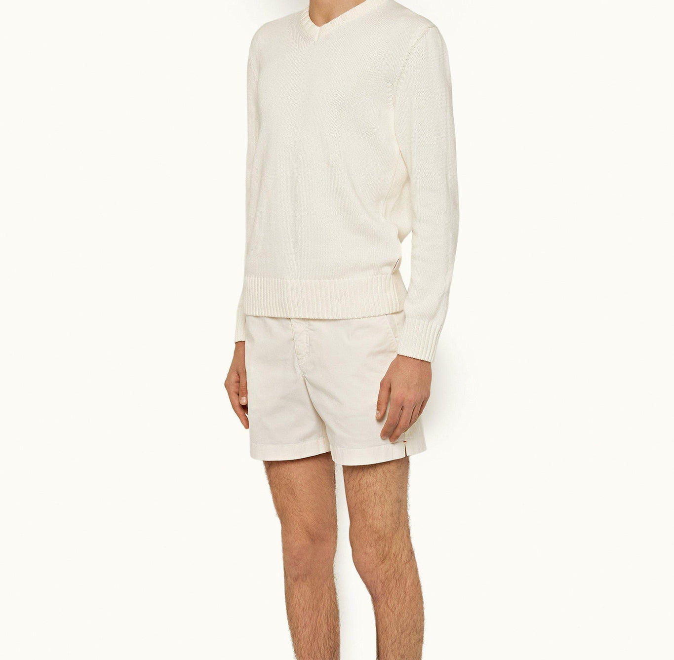 Bulldog Cotton Twill Mid-Length Cotton Twill Shorts | White Sand