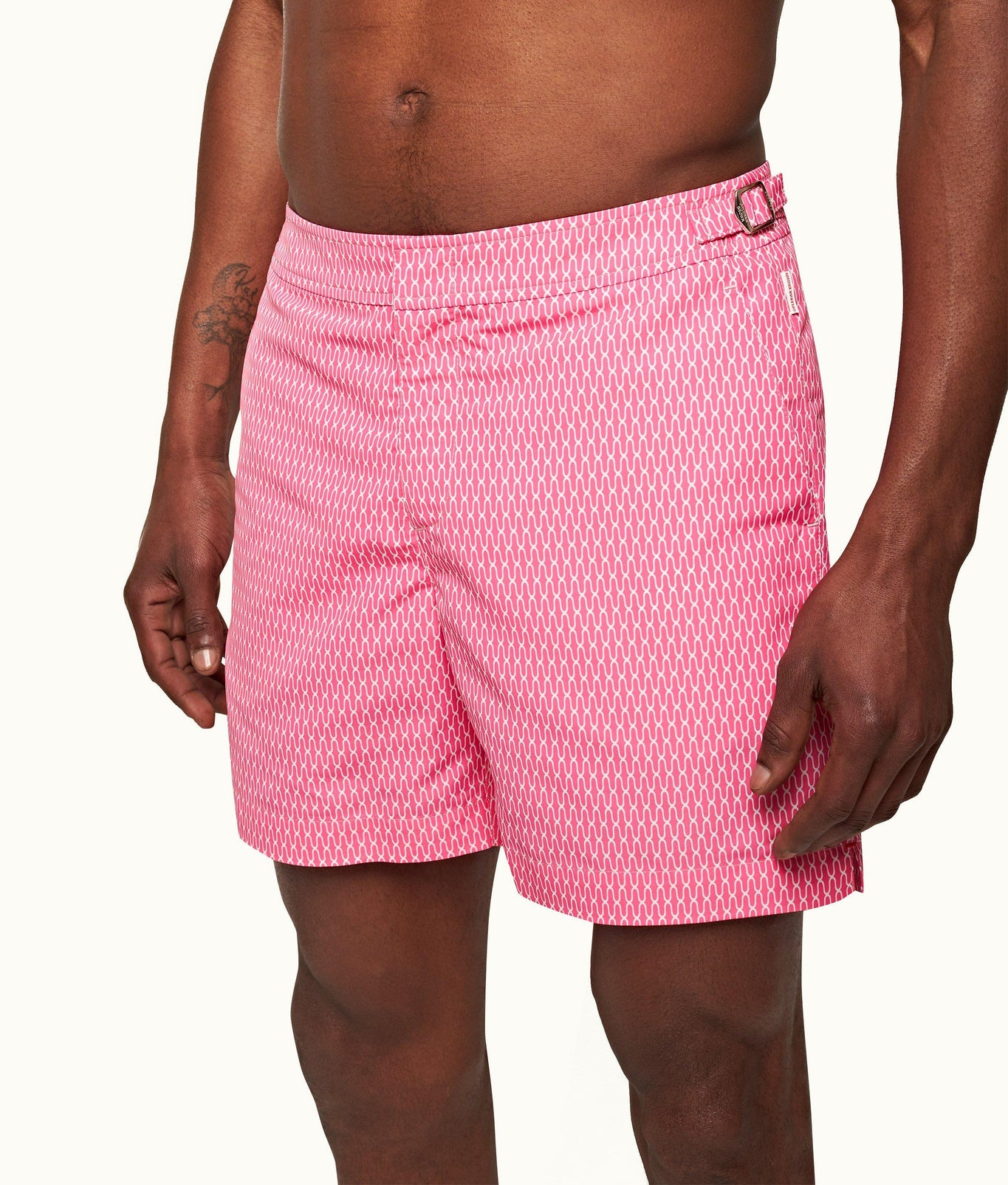 Bulldog Geo Pointpart Mid-Length Swim Shorts | Wham/White