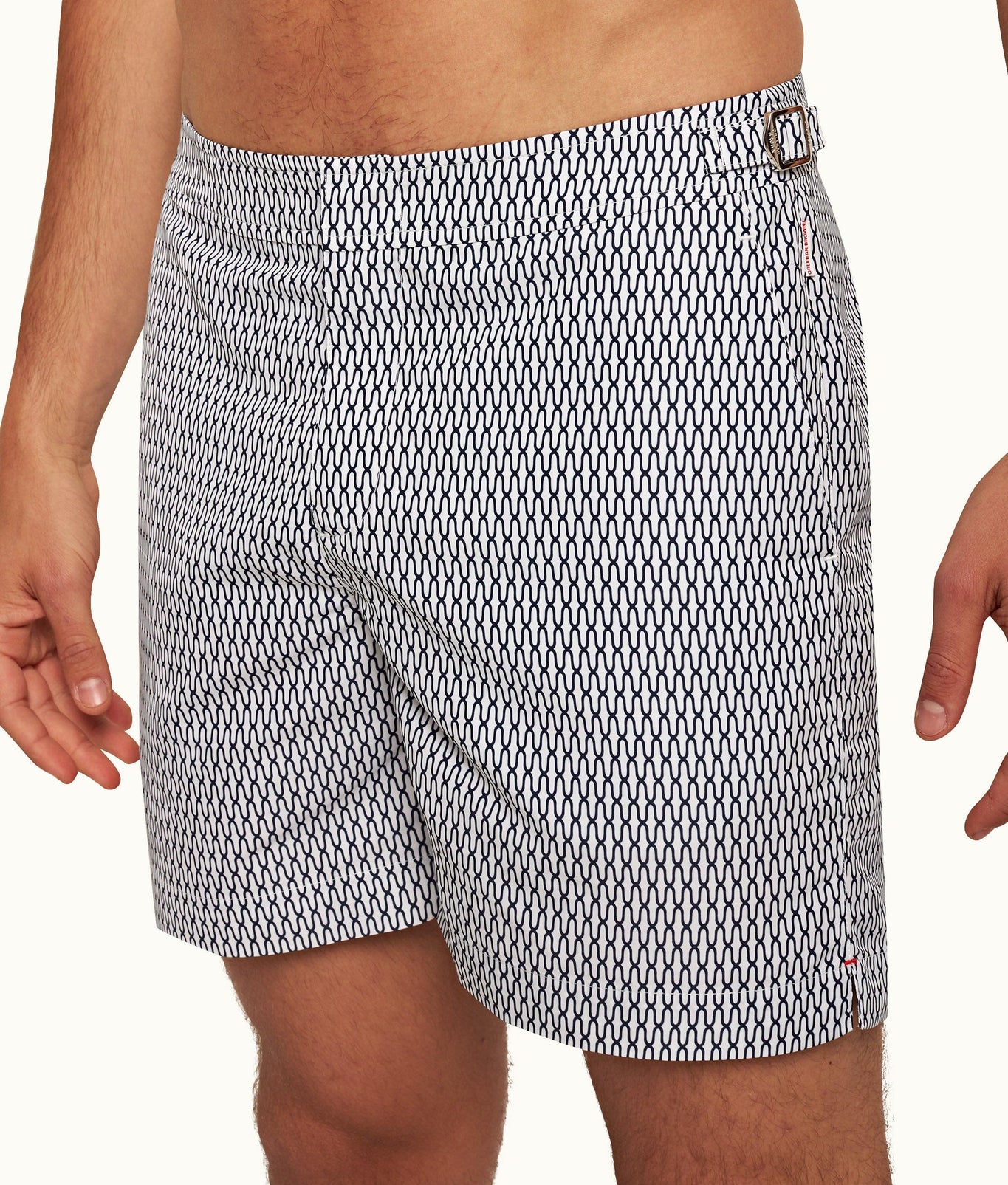 Bulldog Geo Pointpart Mid-Length Swim Shorts | White/Midnight Navy